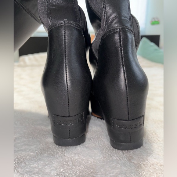 SOREL WOMENS OVER THE KNEE FIONA LUX BLACK LEATHER BOOTS • Size 9.5 - Picture 6 of 13